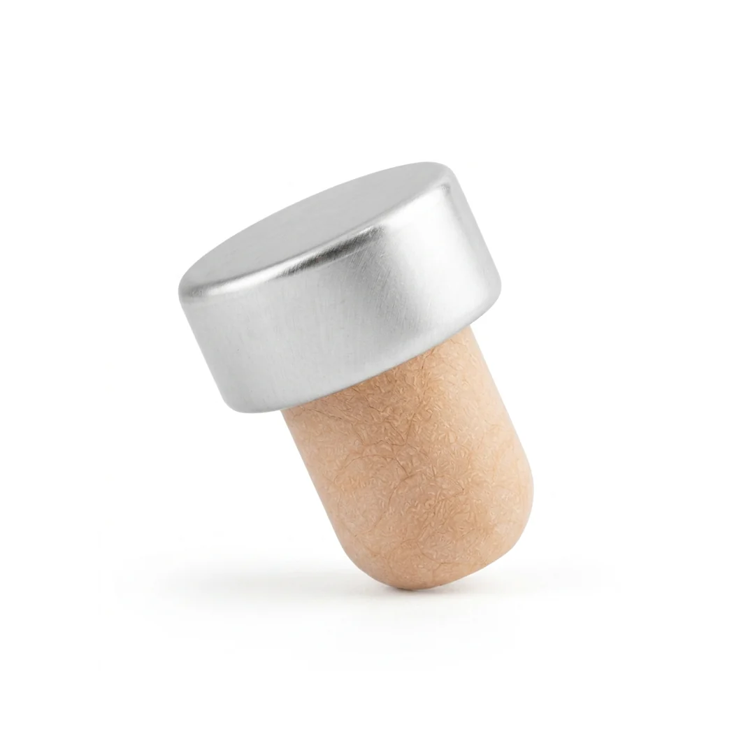 Stopper for Lumière glass bottle - Silver and wood - Image 2