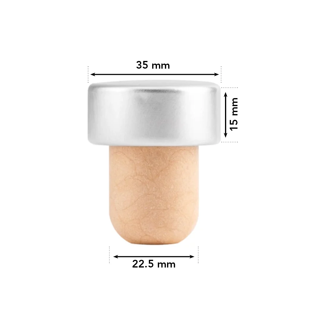Stopper for Lumière glass bottle - Silver and wood - Image 3