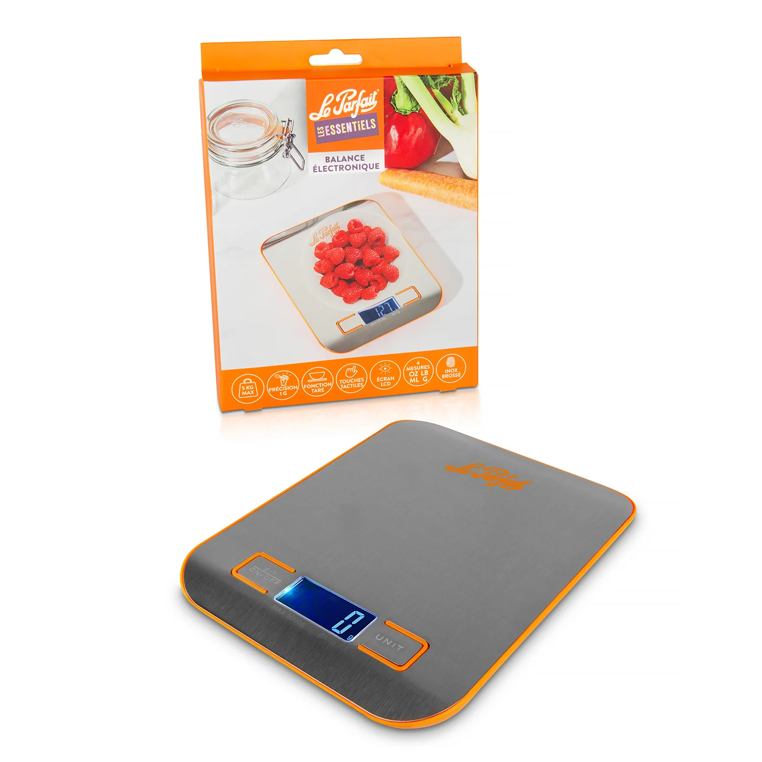 Brushed stainless steel electronic balance - 5kg - Le Parfait® ~ essentials
